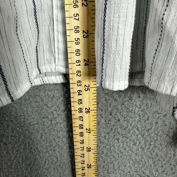 Lane Bryant Button Up Top Womens 20 White Striped Long sleeve Gauzy Career Chic - Picture 4 of 8